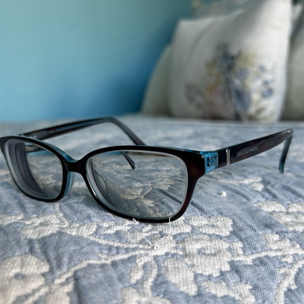 Trendy office siren Y2K Black and Blue Glasses with Case